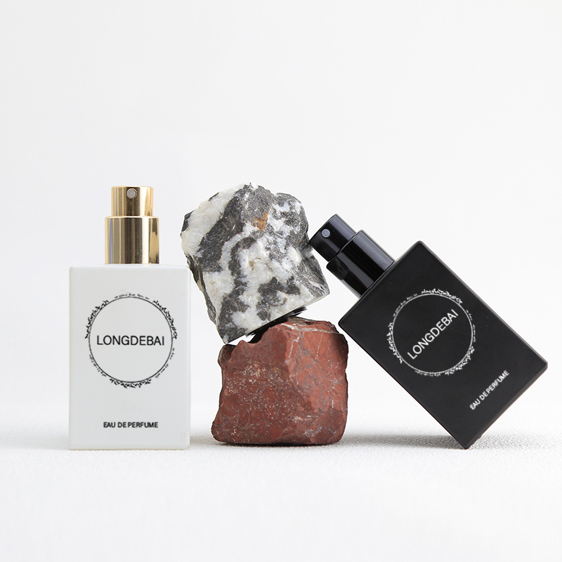 Luxury Clear Glass Crimp 50ml Perfume Bottle with Box for Cosmetics Screen Printed Surface Logo