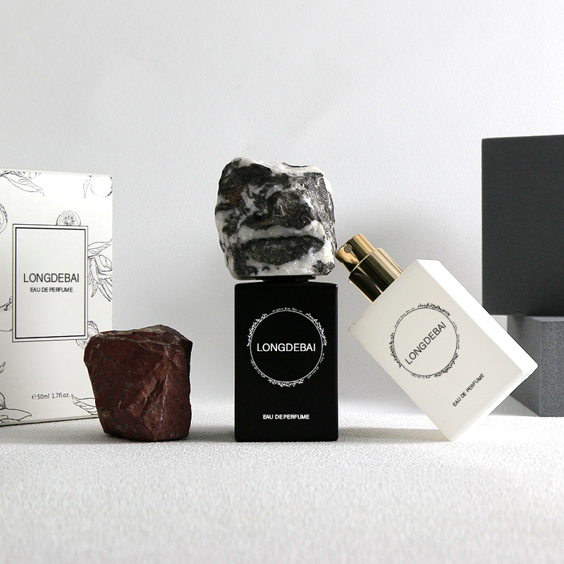Luxury Clear Glass Crimp 50ml Perfume Bottle with Box for Cosmetics Screen Printed Surface Logo