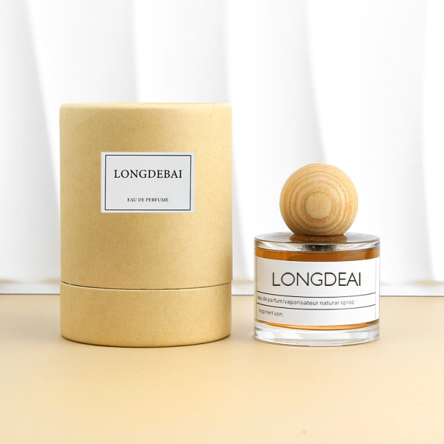 Wholesale round 30ml glass perfume bottle 50ml 100ml with wooden caps