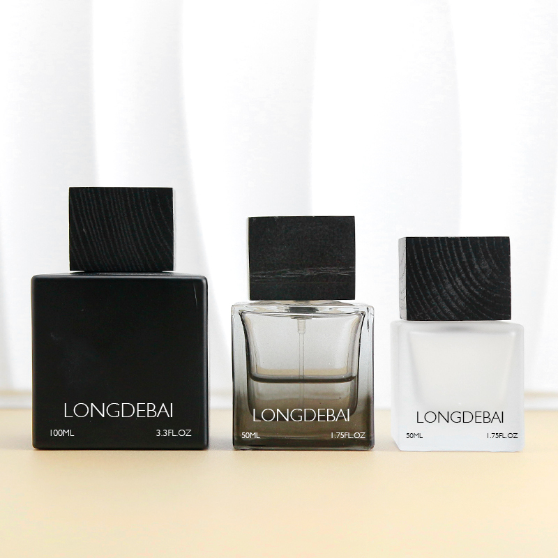 Custom black square 30ml perfume glass bottle 50ml 100ml perfume bottle with box