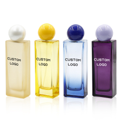 Wholesale flat rectangle yellow blue purple scrub perfume bottle 50ml with atomizer
