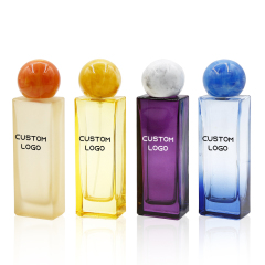 Wholesale flat rectangle yellow blue purple scrub perfume bottle 50ml with atomizer