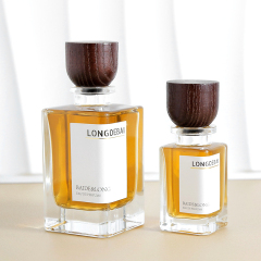 New Design Square Empty Glass bottle 30ml 100ml Perfume Bottle Spray With wood cap