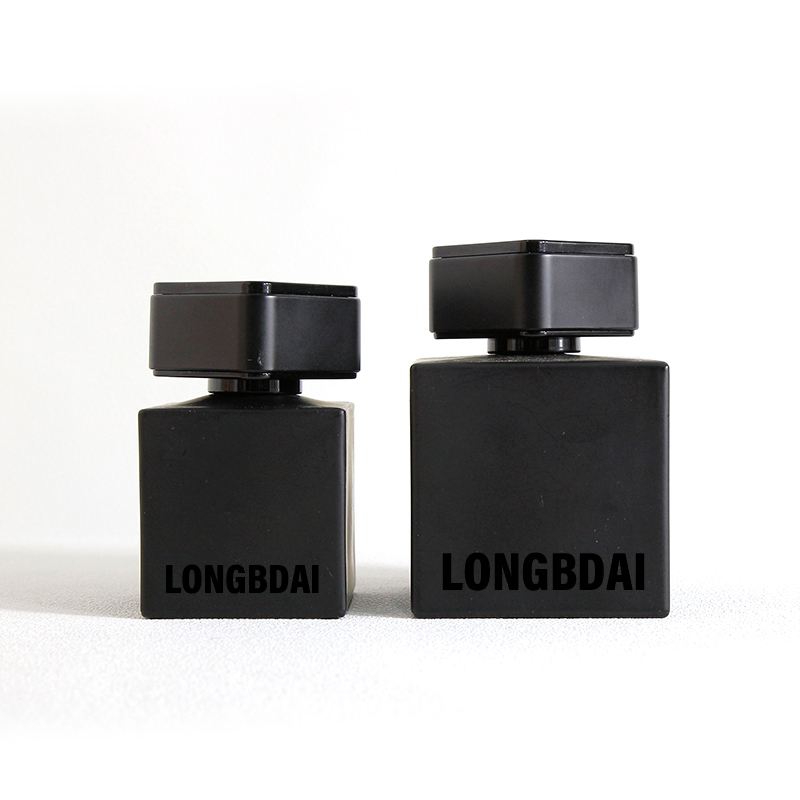 Custom square black perfume bottle 30ml 50ml Spot perfume bottle 100ml with black cap