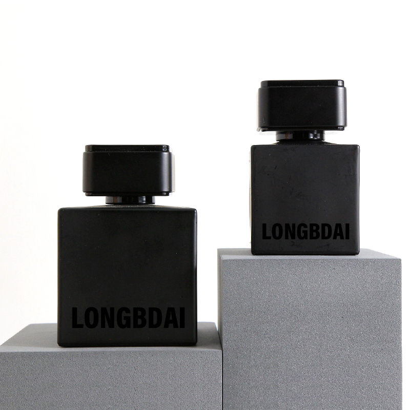 Custom square black perfume bottle 30ml 50ml Spot perfume bottle 100ml with black cap