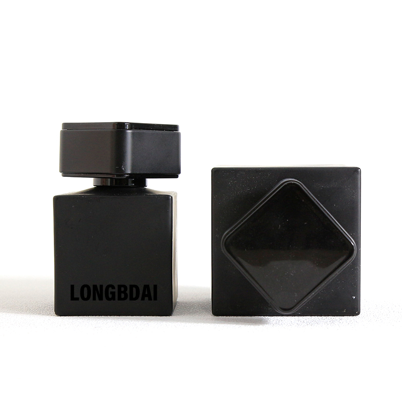 Custom square black perfume bottle 30ml 50ml Spot perfume bottle 100ml with black cap