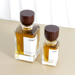 New Design Square Empty Glass bottle 30ml 100ml Perfume Bottle Spray With wood cap