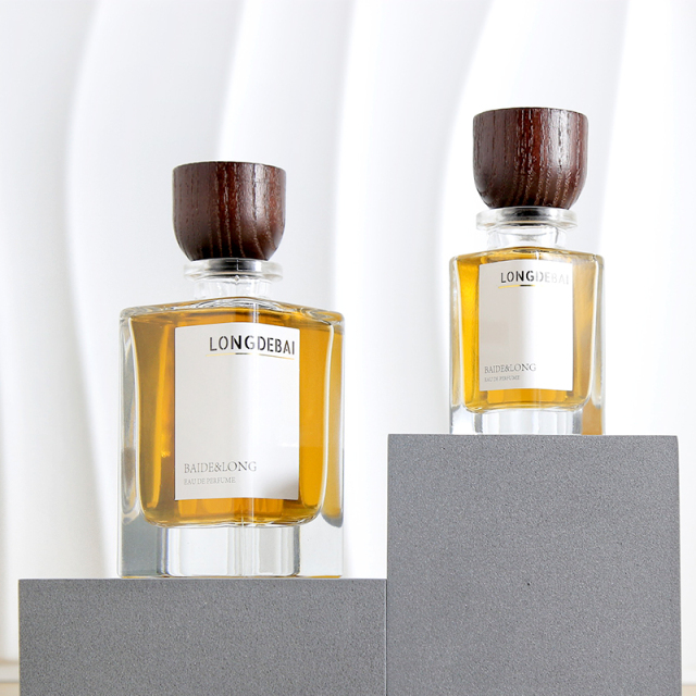 New Design Square Empty Glass bottle 30ml 100ml Perfume Bottle Spray With wood cap