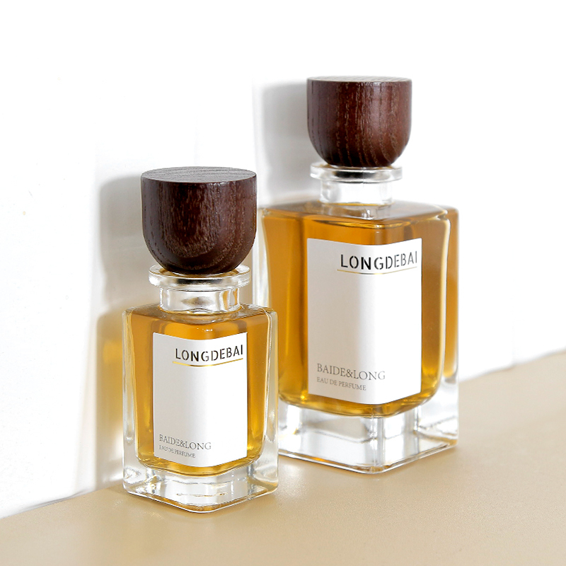 New Design Square Empty Glass bottle 30ml 100ml Perfume Bottle Spray With wood cap
