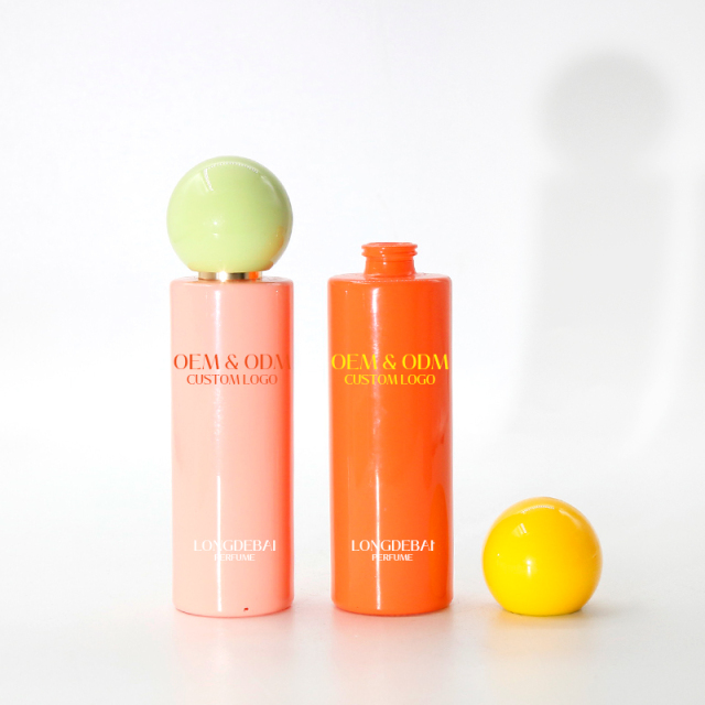 Factory girls perfume spray bottle pink round empty pump sprayer orange crimp 15ml 20ml 30ml 50ml 100ml glass perfume bottle