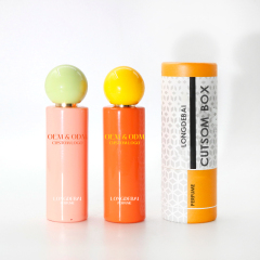 Factory girls perfume spray bottle pink round empty pump sprayer orange crimp 15ml 20ml 30ml 50ml 100ml glass perfume bottle