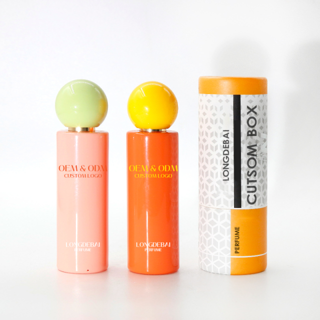 Factory girls perfume spray bottle pink round empty pump sprayer orange crimp 15ml 20ml 30ml 50ml 100ml glass perfume bottle