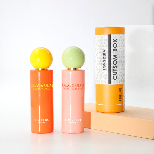 Factory girls perfume spray bottle pink round empty pump sprayer orange crimp 15ml 20ml 30ml 50ml 100ml glass perfume bottle