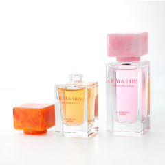 New arrival resin lid square polish perfume empty bottle clear pump atomizer crimp spray 30ml 50ml 100ml glass perfume bottle