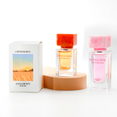 New arrival resin lid square polish perfume empty bottle clear pump atomizer crimp spray 30ml 50ml 100ml glass perfume bottle