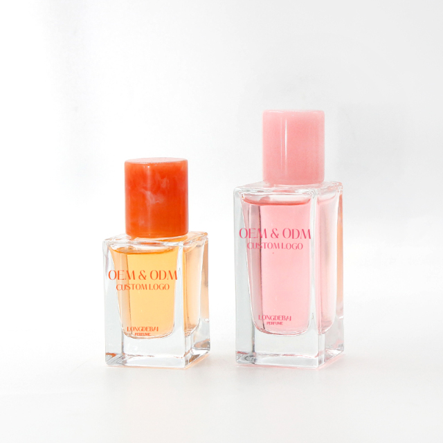 Wholesale square clear glass perfume bottle 30ml 50ml 100ml crimp empty perfume bottle with Resin cap