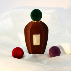 Luxury velvet perfume spray bottle red empty pump atomizer pile flocking round crimp 50ml 100ml glass perfume bottle with box