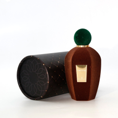 Luxury velvet perfume spray bottle red empty pump atomizer pile flocking round crimp 50ml 100ml glass perfume bottle with box