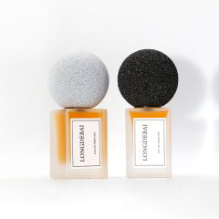 Wholesale square perfume spray bottle clear empty aluminum pump frosted 30ml 50ml 100ml perfume bottle with wood lids