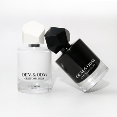 Custom round white glass perfume bottle 30ml 50ml 100ml crimp empty perfume spray bottle with gift box