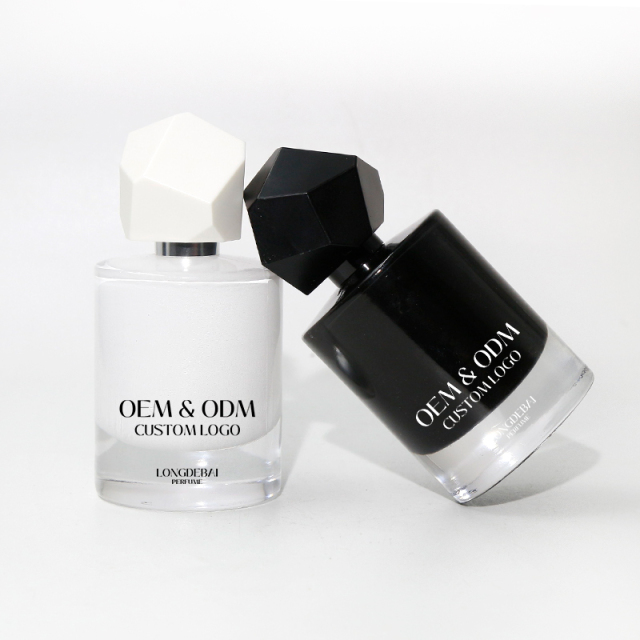 Custom round white glass perfume bottle 30ml 50ml 100ml crimp empty perfume spray bottle with gift box