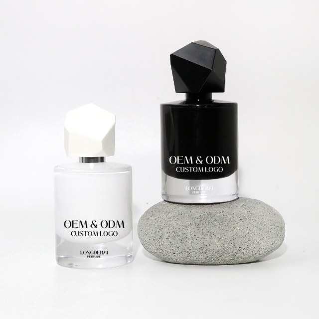 Custom round white glass perfume bottle 30ml 50ml 100ml crimp empty perfume spray bottle with gift box