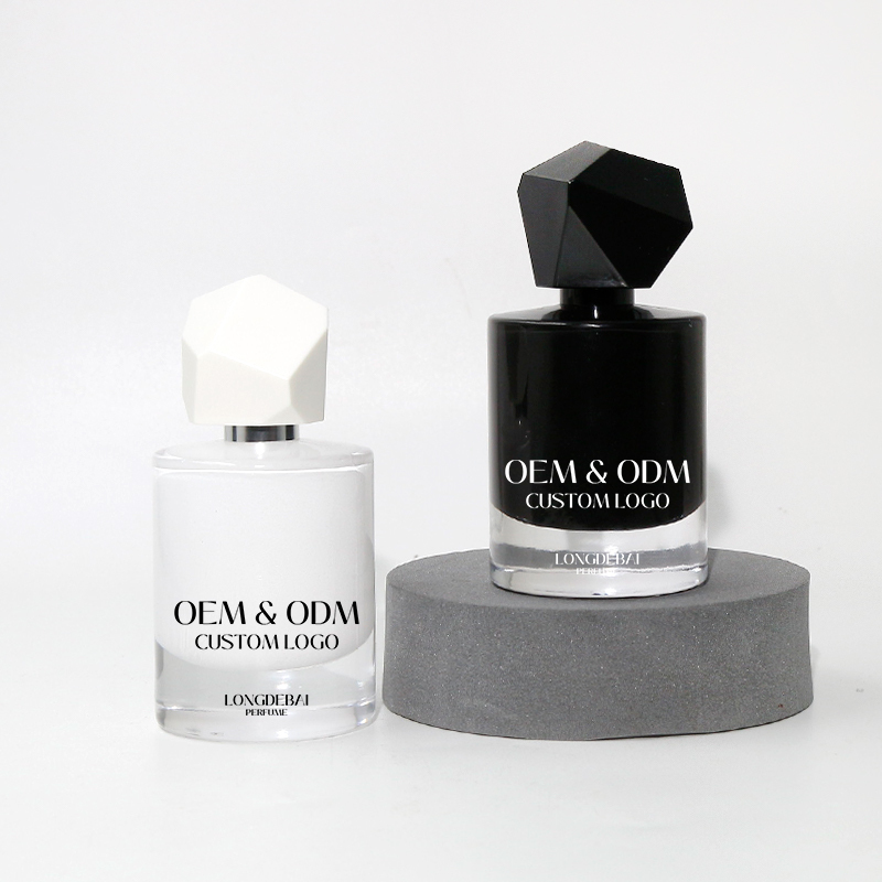 Custom round white glass perfume bottle 30ml 50ml 100ml crimp empty perfume spray bottle with gift box