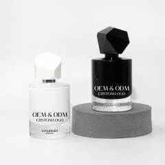 Custom round white glass perfume bottle 30ml 50ml 100ml crimp empty perfume spray bottle with gift box