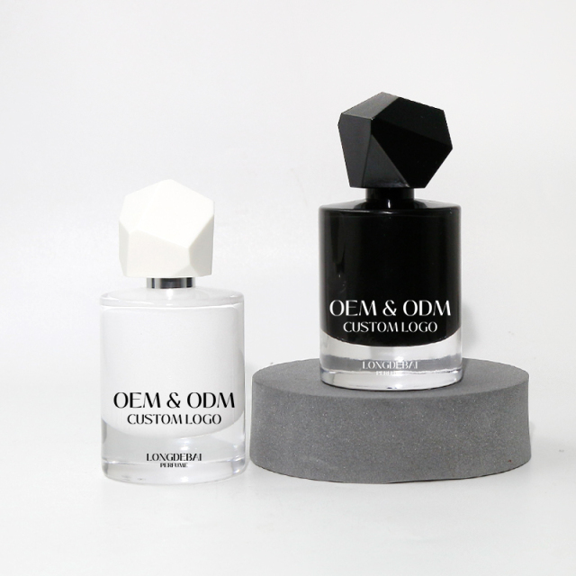 Custom round white glass perfume bottle 30ml 50ml 100ml crimp empty perfume spray bottle with gift box