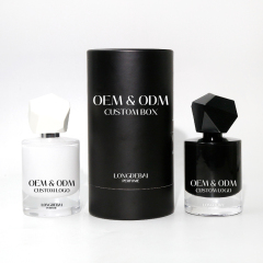 Custom round white glass perfume bottle 30ml 50ml 100ml crimp empty perfume spray bottle with gift box