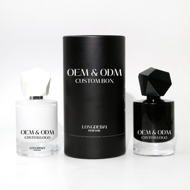 Custom round white glass perfume bottle 30ml 50ml 100ml crimp empty perfume spray bottle with gift box