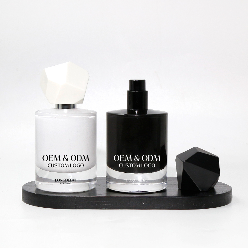 Custom round white glass perfume bottle 30ml 50ml 100ml crimp empty perfume spray bottle with gift box