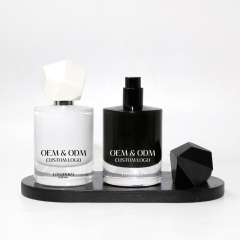 Custom round white glass perfume bottle 30ml 50ml 100ml crimp empty perfume spray bottle with gift box