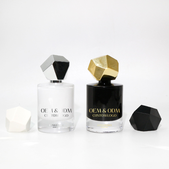 Custom round white glass perfume bottle 30ml 50ml 100ml crimp empty perfume spray bottle with gift box