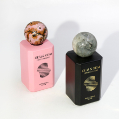 Custom black pink crimp perfume glass bottle 30ml 50ml 100ml square perfume bottle with jade lids