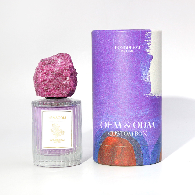 Factory wholesale round perfume glass bottle crimp pump sprayer 30ml 50ml 100ml perfume bottle with jade stone cap