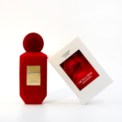 New design Flocked velvet irregular crimp pump sprayer glass bottle 50ml empty luxury Perfume bottle with box