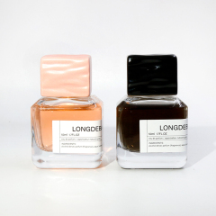 New Arrival Custom Empty Irregular Shape Clear Perfume Bottle Glass 50ml Elegant Marble Cover Perfume Spray Bottle For Oil