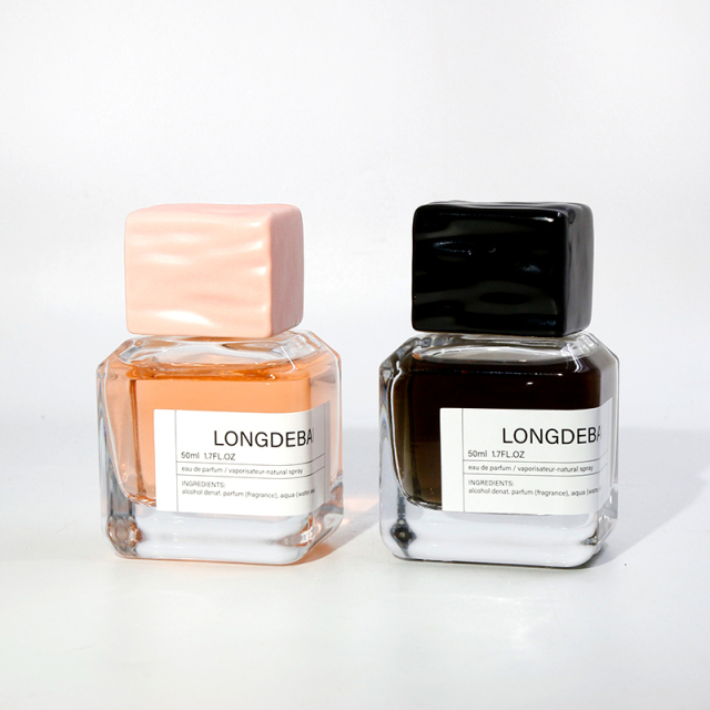 New Arrival Custom Empty Irregular Shape Clear Perfume Bottle Glass 50ml Elegant Marble Cover Perfume Spray Bottle For Oil