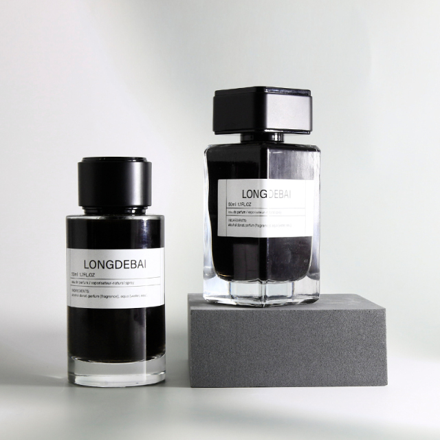 New design round and square 100ml glass perfume bottle with box for men and women