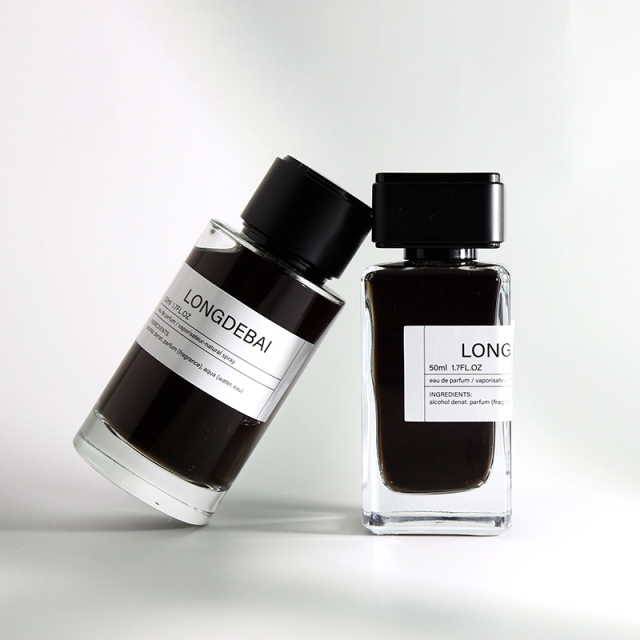 New design round and square 100ml glass perfume bottle with box for men and women