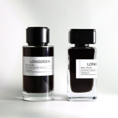 New design round and square 100ml glass perfume bottle with box for men and women