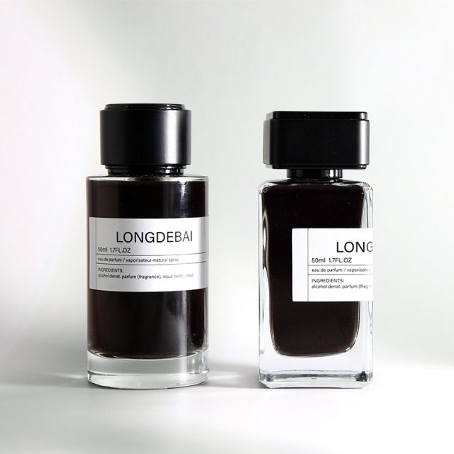 New design round and square 100ml glass perfume bottle with box for men and women