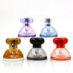 custom black red glass perfume bottle 30ml 50ml irregular round perfume spray bottle with acrylic cap