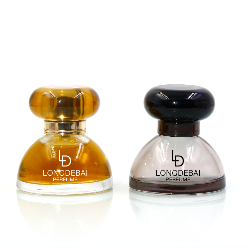 custom black red glass perfume bottle 30ml 50ml irregular round perfume spray bottle with acrylic cap