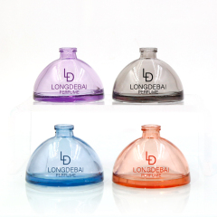 custom black red glass perfume bottle 30ml 50ml irregular round perfume spray bottle with acrylic cap