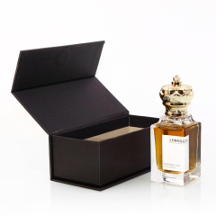 Wholesale empty crimp empty square clear perfume glass bottle 80ml 50ml perfume bottle with gold cap
