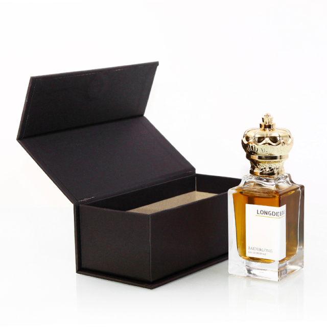Wholesale empty crimp empty square clear perfume glass bottle 80ml 50ml perfume bottle with gold cap