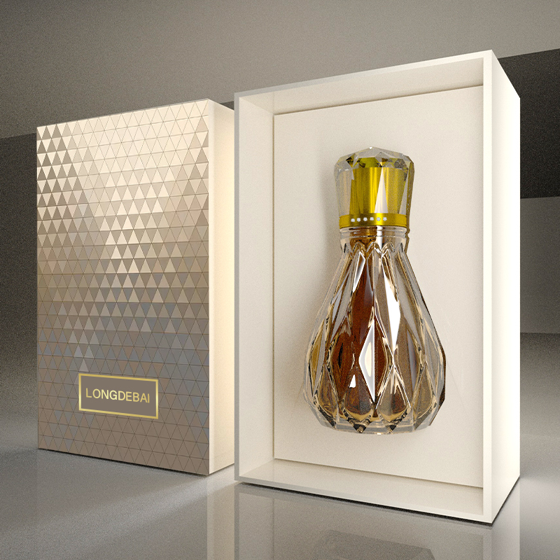 New design custom perfume bottle luxury crimp round spray 100ml perfume empty bottle glass with packaging box