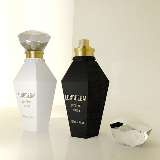 New design Irregular Glass Bottle 30ml 50ml 100ml empty clear perfume bottle with crystal cap